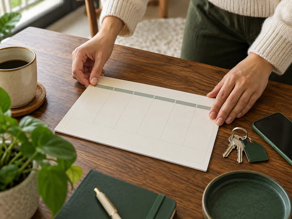 Carnet et clés sur une table, calendrier d’occupation