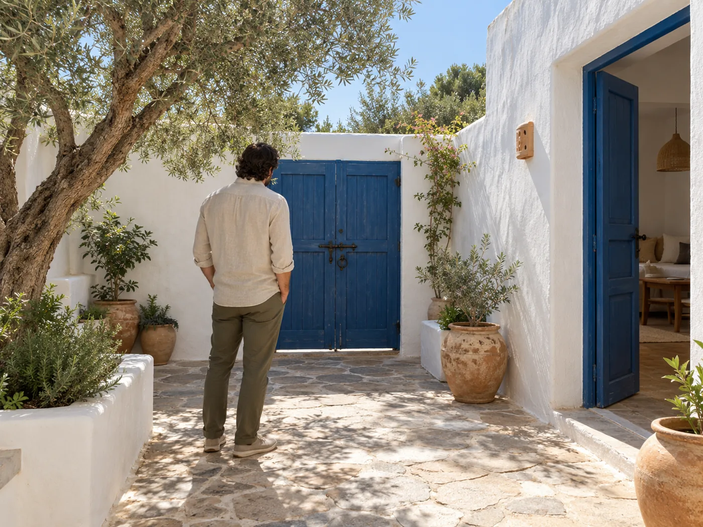 Person observing a gate in