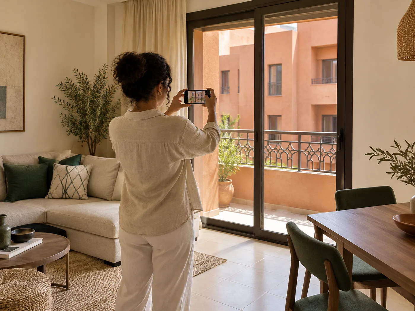 Visual check by an apartment balcony in Marrakech