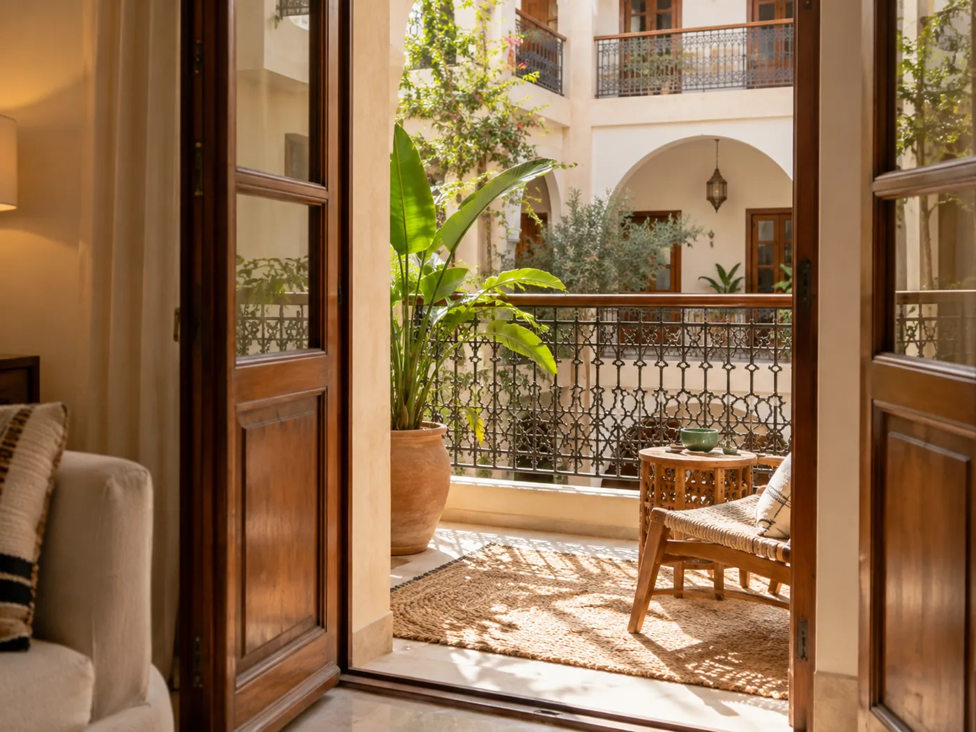 Residential courtyard with an apartment entrance