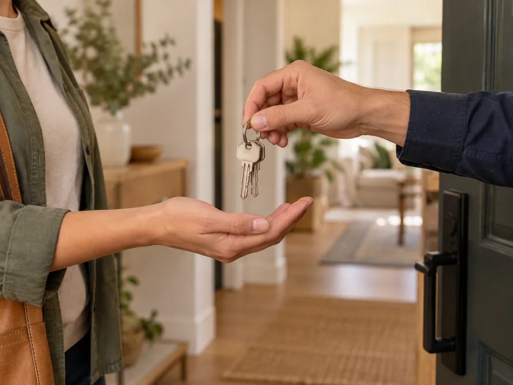 Remise d’un trousseau à la porte d’un logement