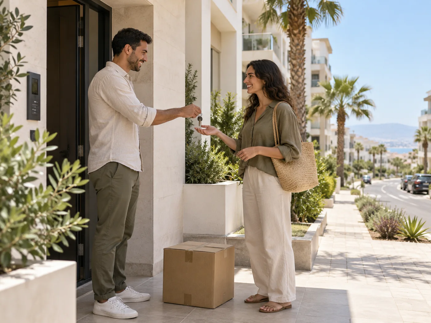 Services immobiliers à Agadir : remise de clés à l’entrée avec un colis